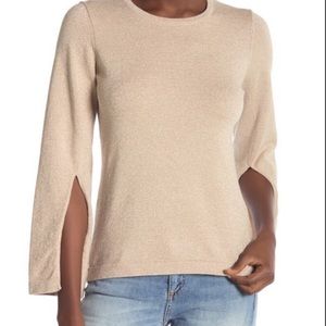 Minnie Rose Slit Sleeve Metallic Sweater XS NWT